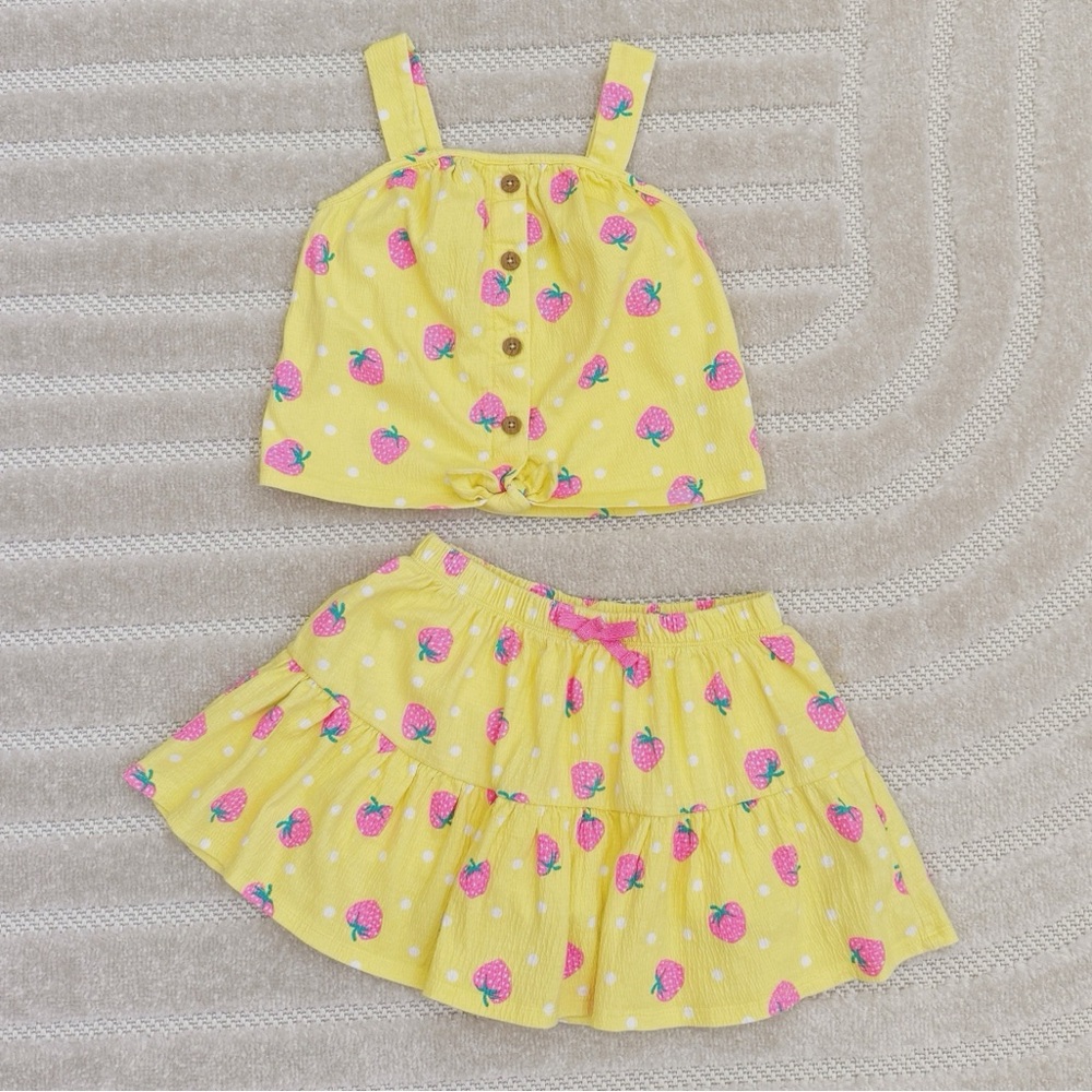Cynthia Rowley, girls summer set, yellow with strawberries, size 5-6